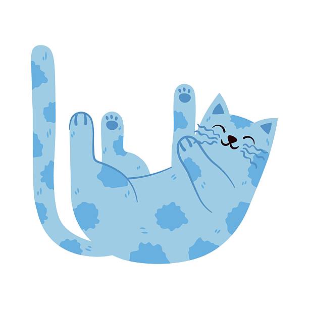istock Soft pastel delicate blue cat isolated on transparent background. Trendy modern cute kitty, kitten in flat style for cards, scrapbooking, stickers. 2210811175