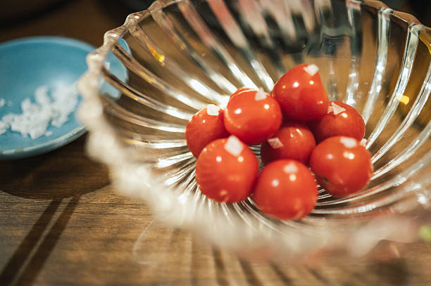 Fresh yuchan tomato with salt apptizer