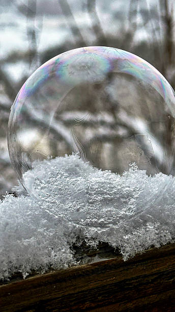 istock Abstract Natural Background Soap Bubble Frozen in Winter Landscape 2210813662