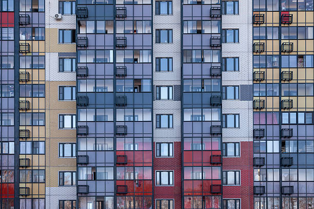 Pattern of windows on the facade of a building