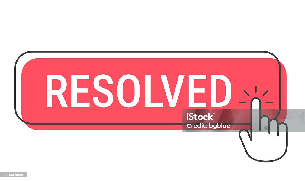 Resolved Click Button With Hand Cursor On White Background Stock ...