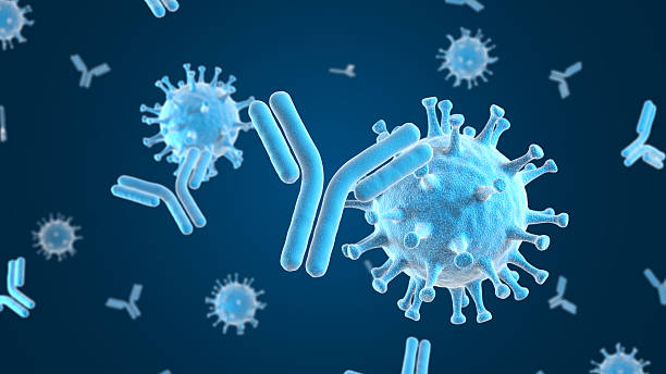 istock Virus and antibodies. Blue color. 2210831095
