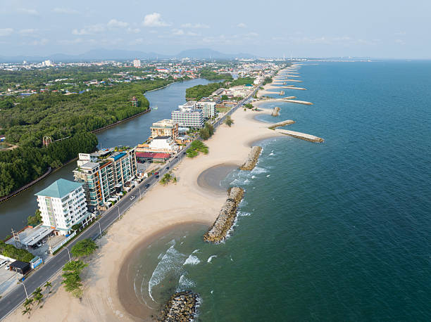 Aerial view  Beach in Rayong, Thailand