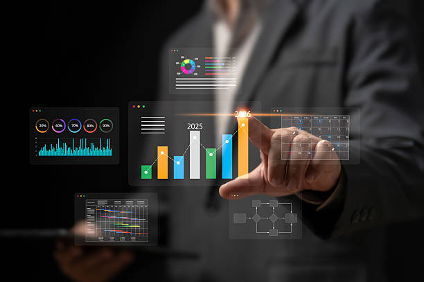 istock Business finance data analytics graph concept, Businessmen analytics graph business targets and financial management 2026, cost plans, HR, KPI, Corporate strategy, Operations, Sales, Marketing 2210851926
