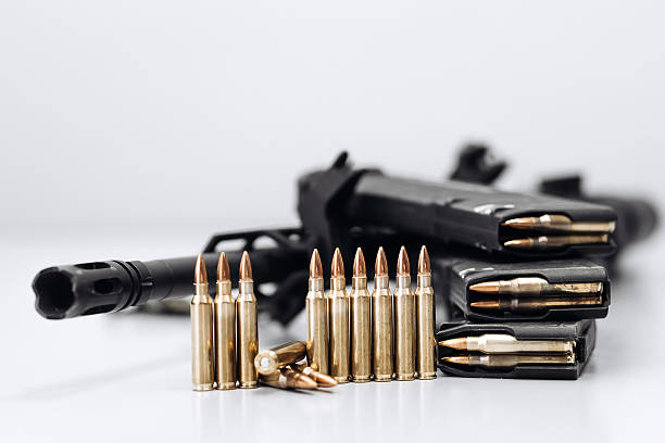 istock Close-up of assault rifle, ammunition 2210853405