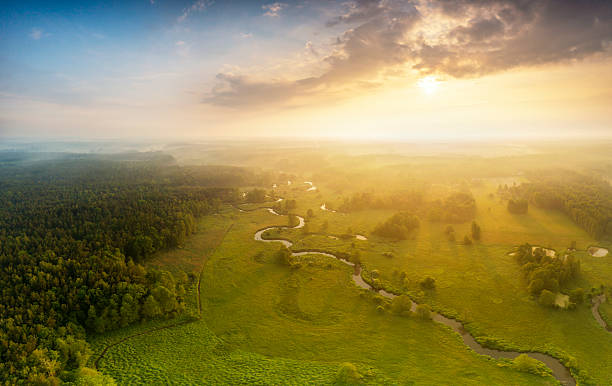 istock Aerial view of natural river during morning 2210865242