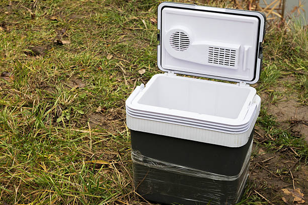 istock Close-up of handheld portable car refrigerator 2210871750