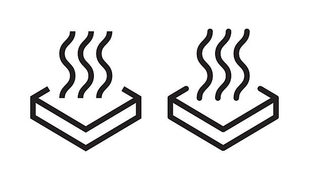 ilustraciones, imágenes clip art, dibujos animados e iconos de stock de icono de superficie caliente, un rectángulo con olas de calor. - ola de calor