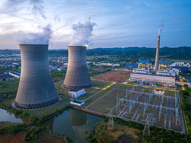 istock Thermal power plant night view. Aerial View 2210876786