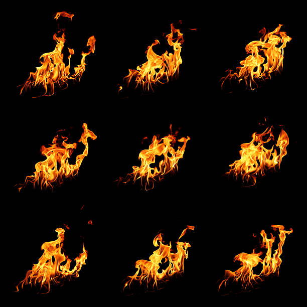 istock collection abstract flame isolated black background. concept of effect texture ablaze, graphic design bonfire, blaze at night. burn of fire sizzling, danger explosion 2210879113