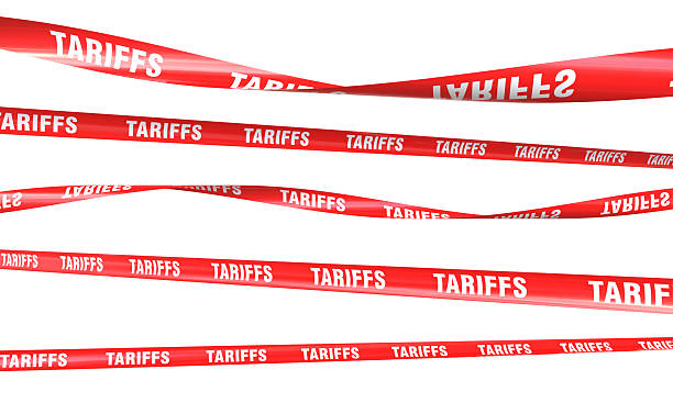 istock Red tapes with tariffs written on them representing trade barriers 2210881716