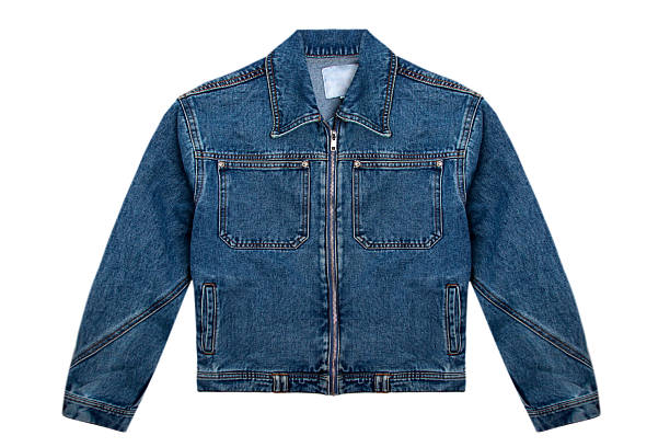 istock Denim jacket with zipper and big pockets isolated on white background 2210892012