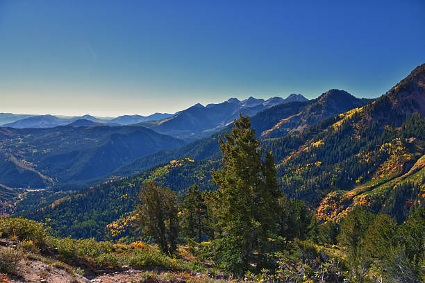 istock Box Elder Peak hiking views from trail, American Fork Canyon. Lone Peak, Mt Timpanogos, Wasatch Range Rocky Mountains, Utah, United States 2210892199