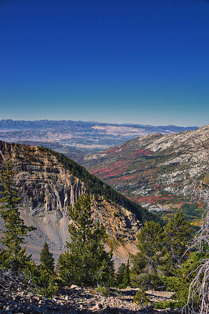istock Box Elder Peak hiking views from trail, American Fork Canyon. Lone Peak, Mt Timpanogos, Wasatch Range Rocky Mountains, Utah, United States 2210892412