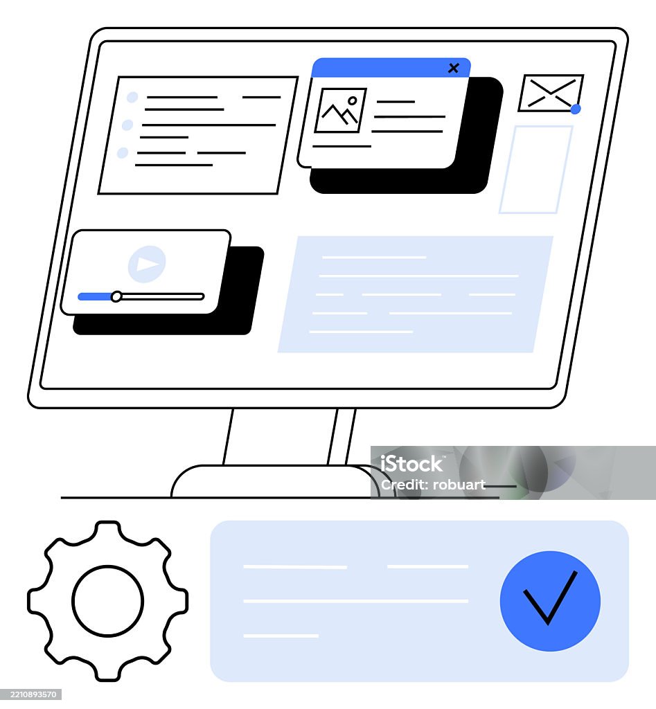 Computer Screen With Interface Elements For Multimedia And Email ...