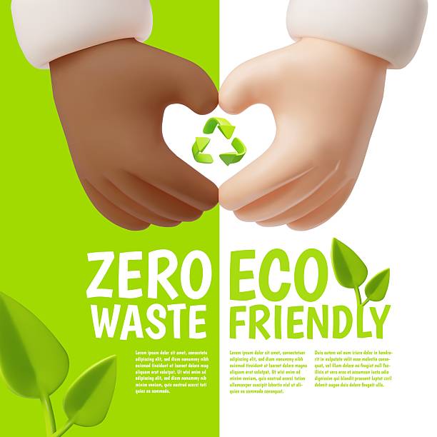 istock Zero waste and Eco friendly 3D cartoon vector design, heart hands gesture with green recycle sign, ecological lifestyle 2210896433