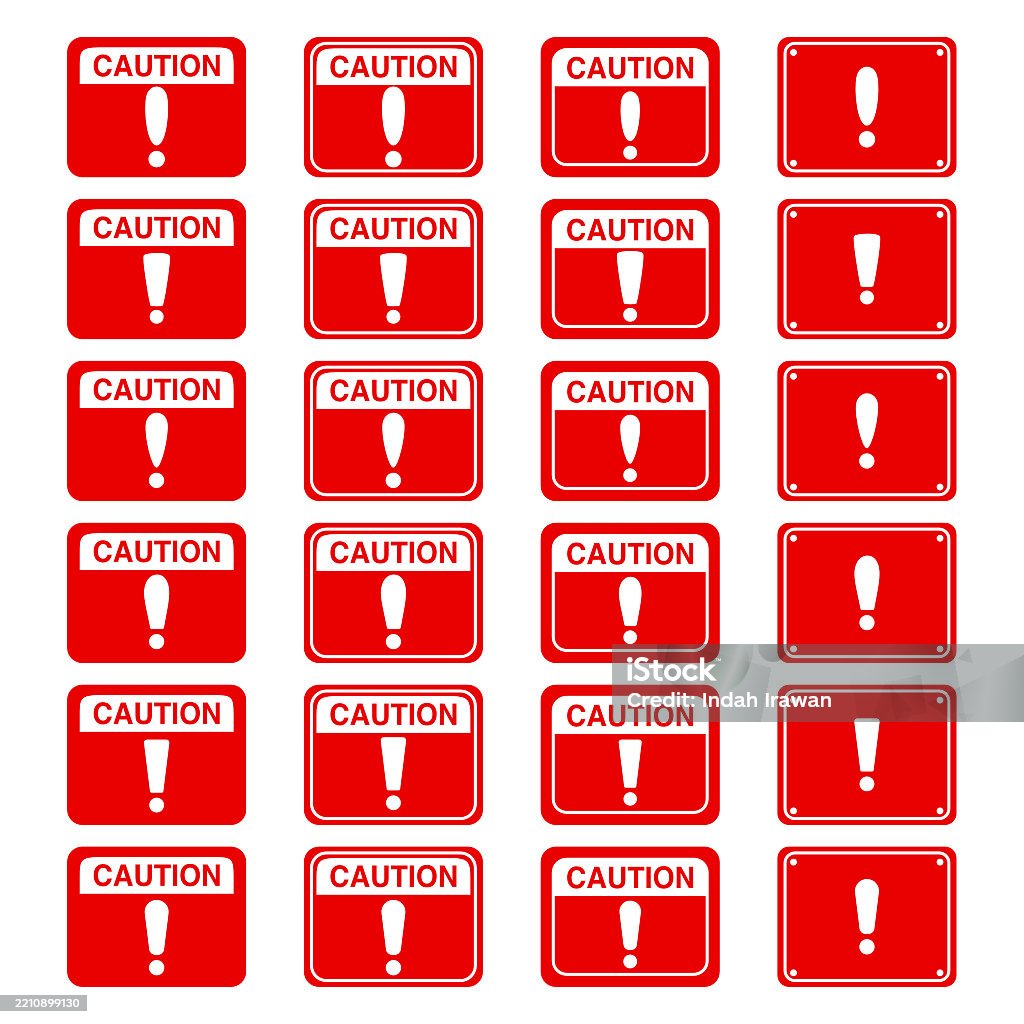 Caution Point Sign Caution Sign Bundle Set Traits Sign Symbol Square Shape Caution Sign ...