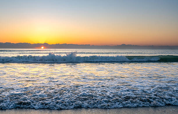 Vibrant spring sunrise at Cocoa Beach in Central Florida USA