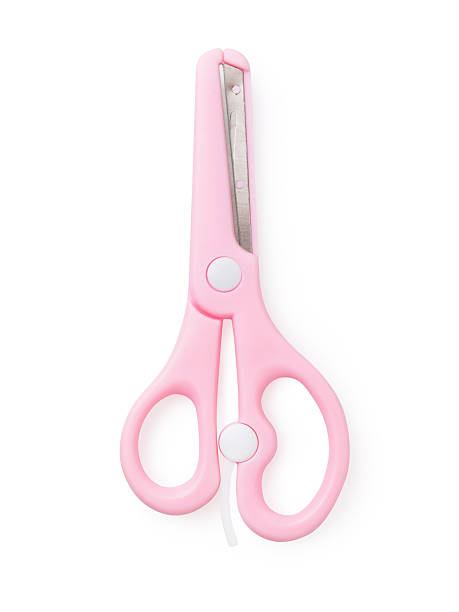 istock Children's pink scissors isolated on white background, top view 2210910928