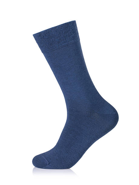 istock Blue sock on a mannequin isolated on white background, side view 2210910940