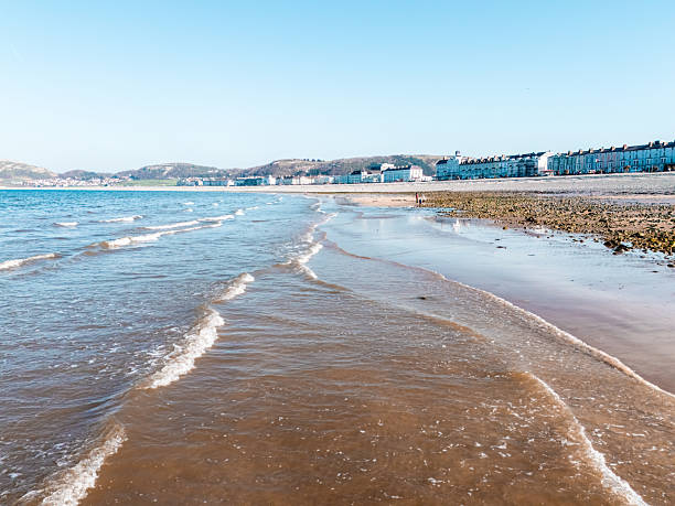 waves breaking on the beach, Llandudno, Wales, UK