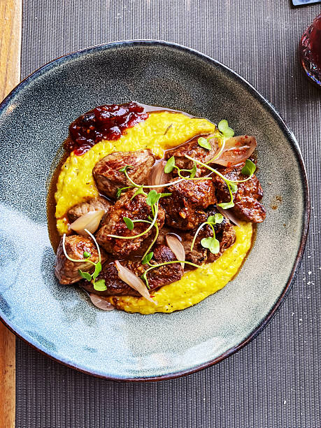 Seared Beef with Polenta and Shallots