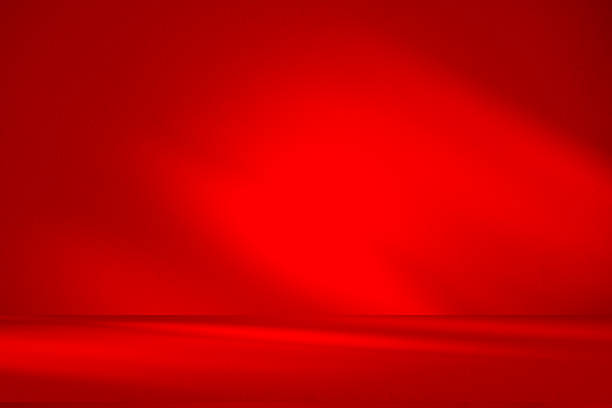 istock Studio style background wall decoration presentation uses white and red tones. with shadows cast from a nearby window, concept creating a decorative 2210945285