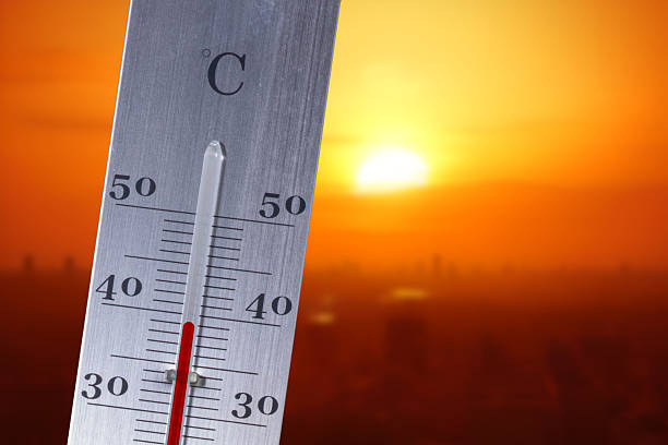 A hot summer in a town and a thermometer