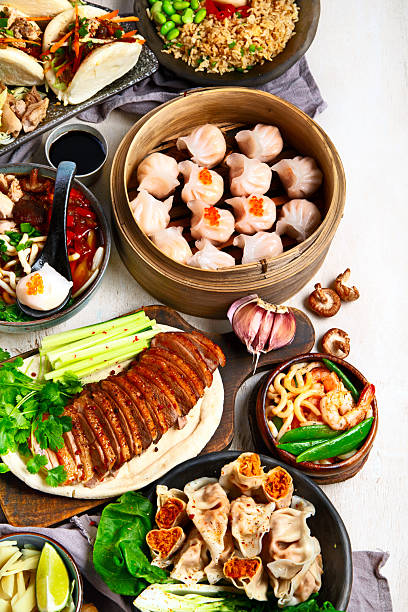 Assorted dishes of traditional Chinese cuisine.