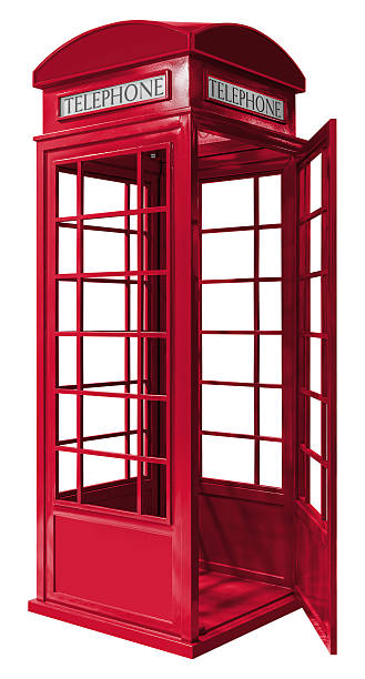 istock Red public telephone booth isolated on white background with clipping path 2210958964