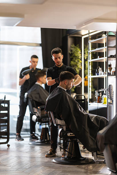 Busy day in a barber shop