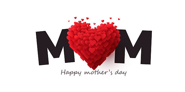 stockillustraties, clipart, cartoons en iconen met mother's day greeting card. vector banner with 3d heart. - moederdag