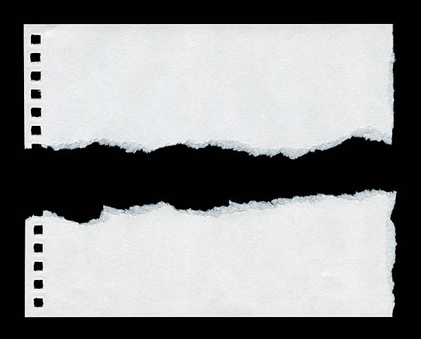 Torn spiral notebook page paper background textured Torn spiral notebook page paper background textured isolated on black cut or torn paper paper torn message pad stock pictures, royalty-free photos & images
