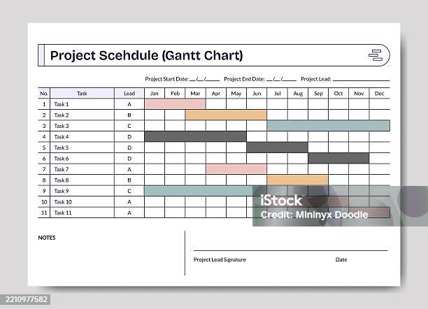 Project Schedule Template To Organize Workload Gantt Chart Infographics ...
