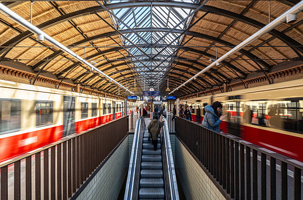 Germany, Berlin, Station Bellevue, April 08, 2025 - People at the Bellevue S-Bahn station