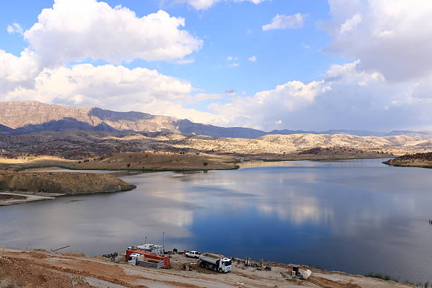 Gomaspan Dam near Erbil, Kurdistan in Iraq - November 21 2024: the construction site around the dam