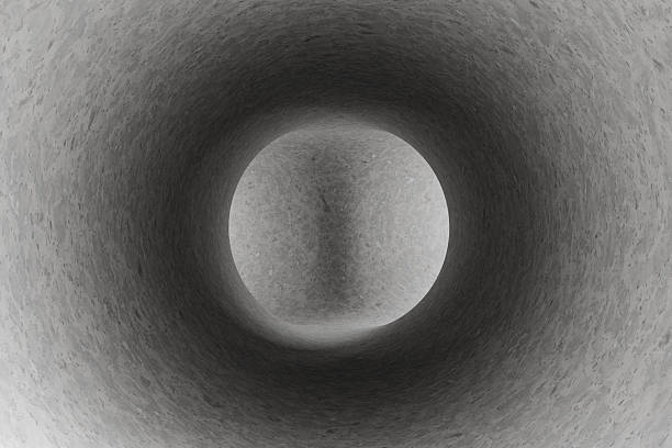 Looking through Concrete Drain Pipes. 3d illustration background