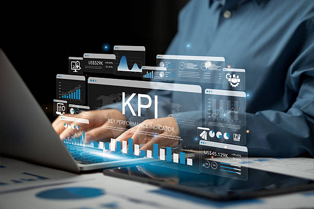 istock Key Performance Indicators KPI concept with icons of strategy, objectives, performance, optimization to measure performance against planned targets and achieve the right success for the business. 2210985887