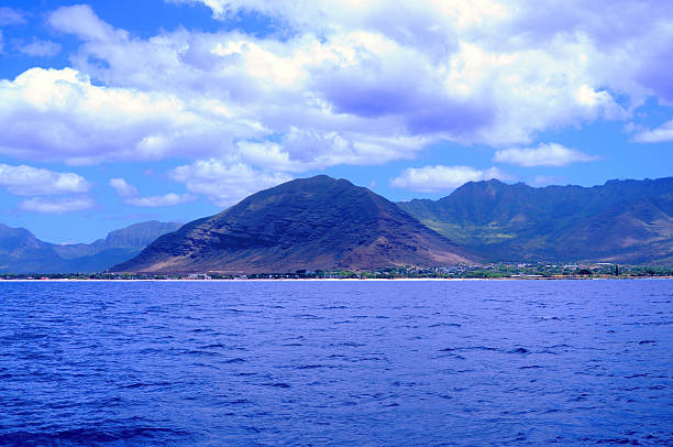 Island of Oahu Hawaii from off shore