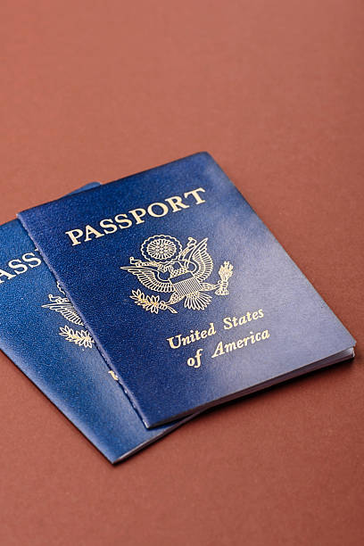 istock US passport for travelling, flying and doing business. USA document 2210994193
