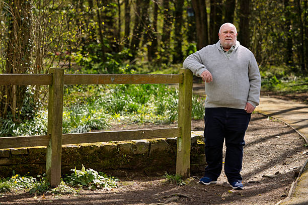 Overweight senior man out in the fresh air