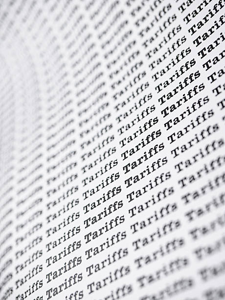 istock Words Tariffs Seamless print on paper for trading export import business tax background. 2211003200