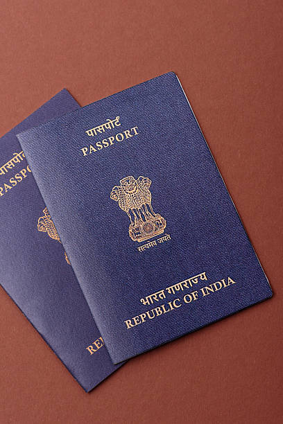 istock Indian passport for travelling, flying and doing business. India document 2211015441