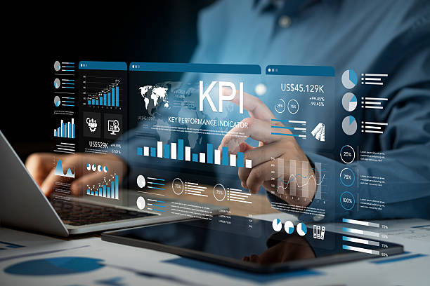 istock Key Performance Indicators KPI concept with icons of strategy, objectives, performance, optimization to measure performance against planned targets and achieve the right success for the business. 2211022075