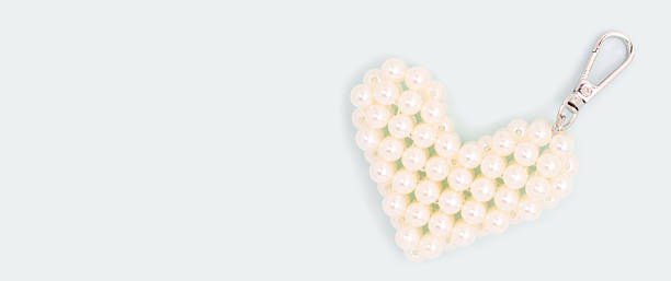 istock Banner with keychain in a heart shape made from pearl beads. 2211022733
