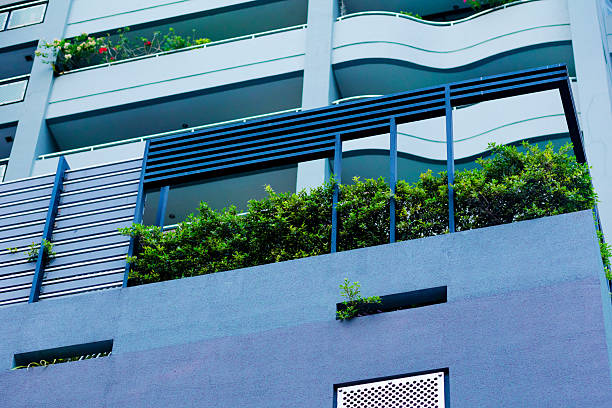 Small rooftop garden in mide section of apartment tower in Bangkok Sukhumvit 15 - 19 area