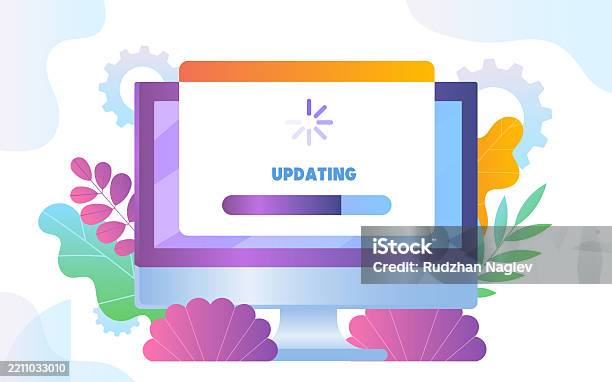Software Updating Concept Computer With Update Progress Bar Software ...