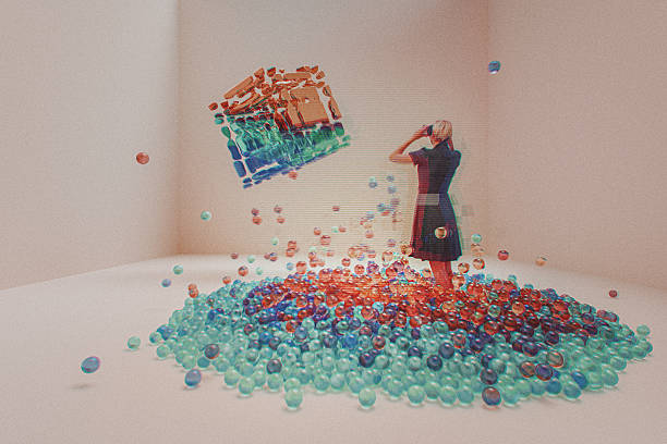 istock Woman standing in VR environment 2211033658
