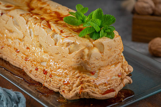istock A whole molotof, a traditional caramelized egg white pudding 2211038665