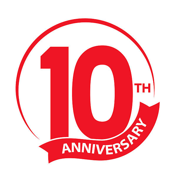 istock Red Number 10th Anniversary With Ribbon On A Transparent Background 2211043370